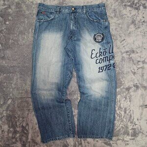 Ecko Unltd Baggy Jeans with Embroidered Logo Men's size 40 Y2K Skater Hip Hop
